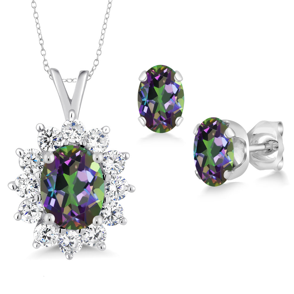 Green Mystic Topaz_Pendant Earrings Set in 925 Sterling Silver