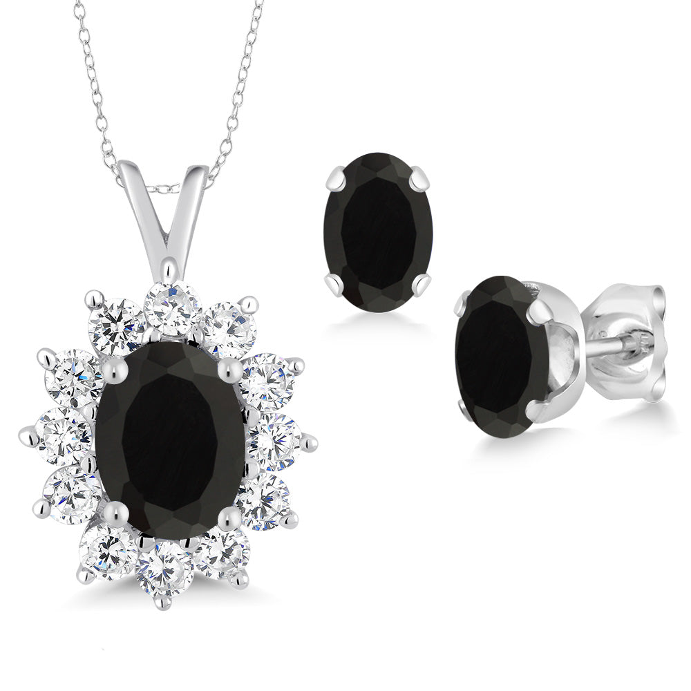 Onyx - December_Pendant Earrings Set in 925 Sterling Silver