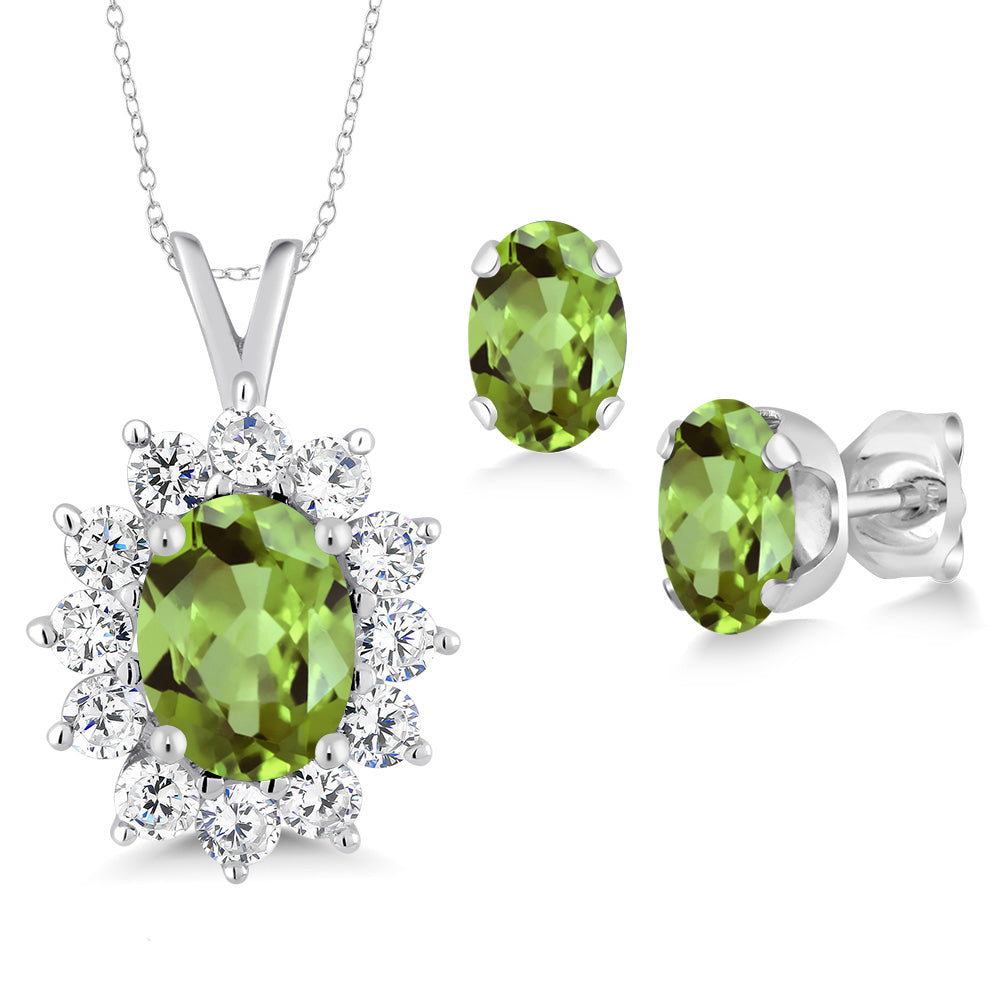 Peridot - August_Pendant Earrings Set in 925 Sterling Silver