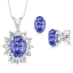 Tanzanite - December_Pendant Earrings Set in 925 Sterling Silver