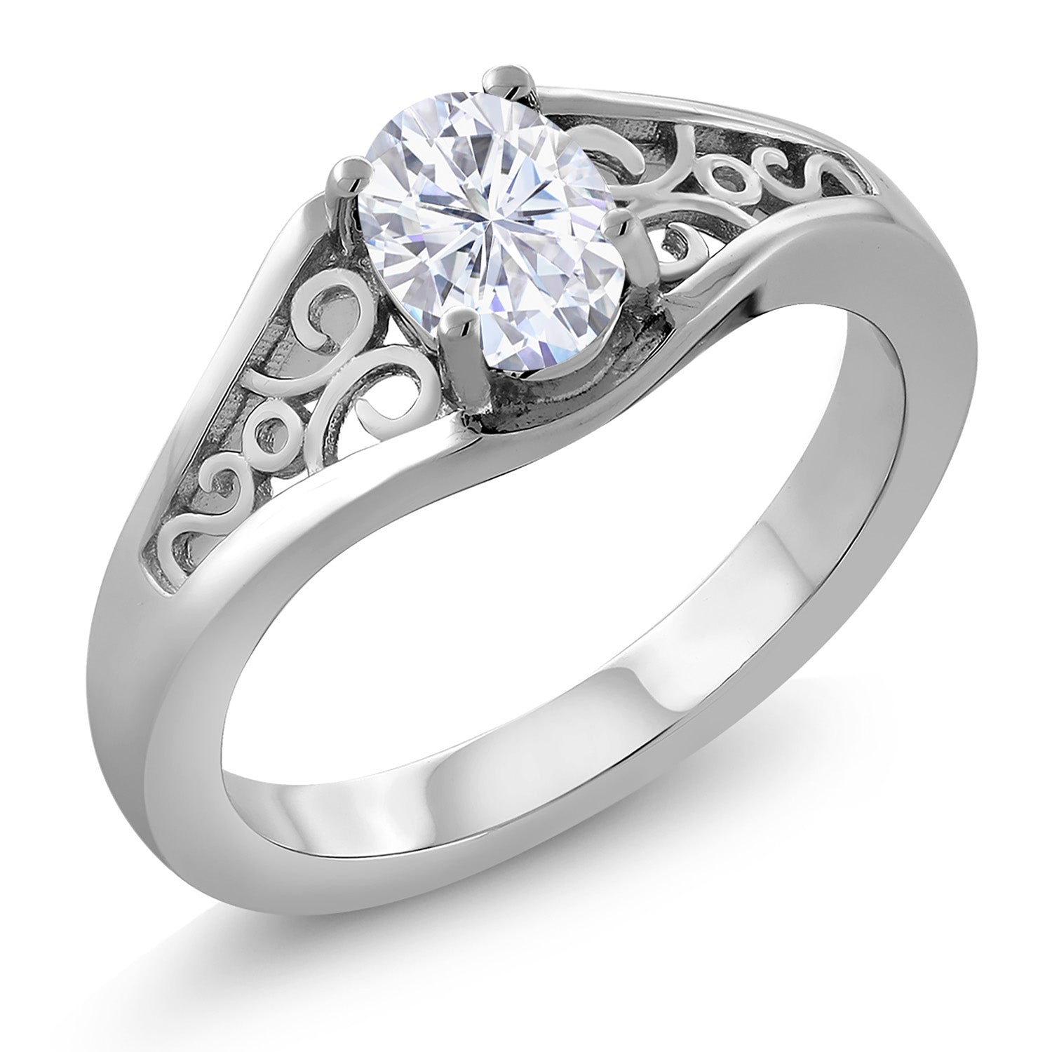 White Moissanite - April_5_Ring in 925 Sterling Silver