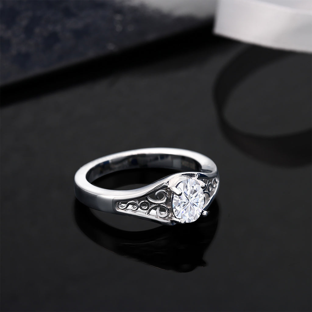 White Moissanite - April_5_Ring in 925 Sterling Silver