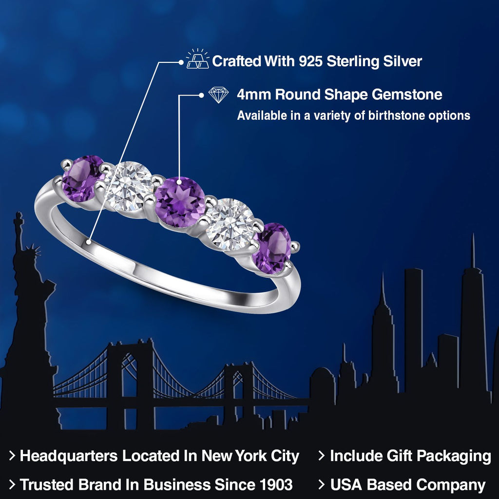 Amethyst and Lab Grown Diamond_7_Ring in 925 Sterling Silver