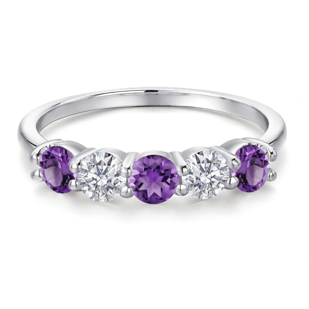 Amethyst and Lab Grown Diamond_7_Ring in 925 Sterling Silver