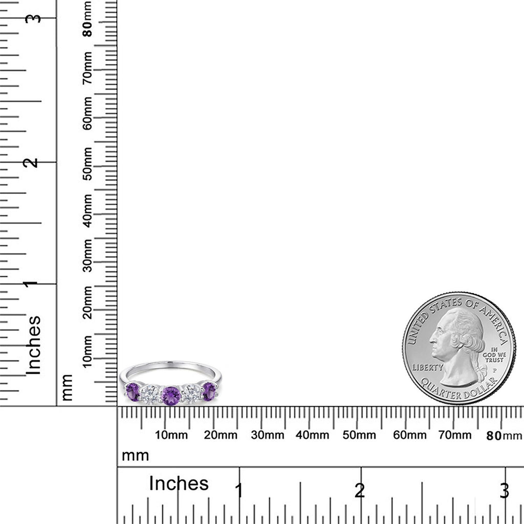 Amethyst and Lab Grown Diamond_7_Ring in 925 Sterling Silver