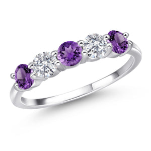 Amethyst and Lab Grown Diamond_7_Ring in 925 Sterling Silver