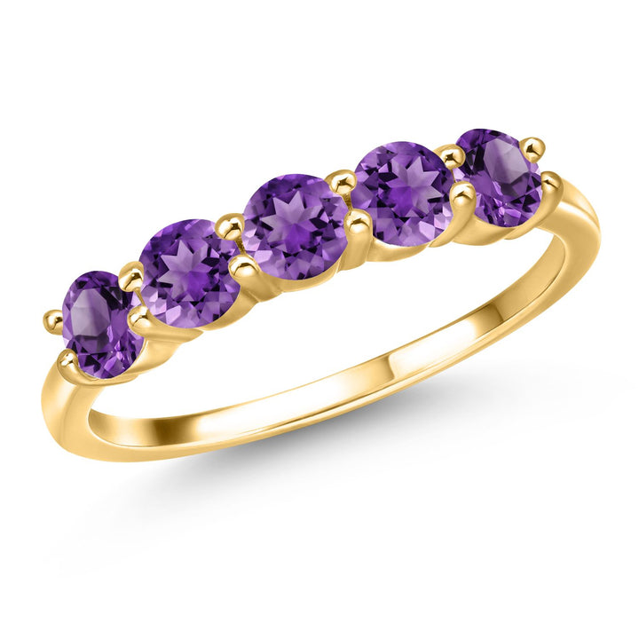 Amethyst - February_5_Ring in 925 Yellow Gold Plated Silver