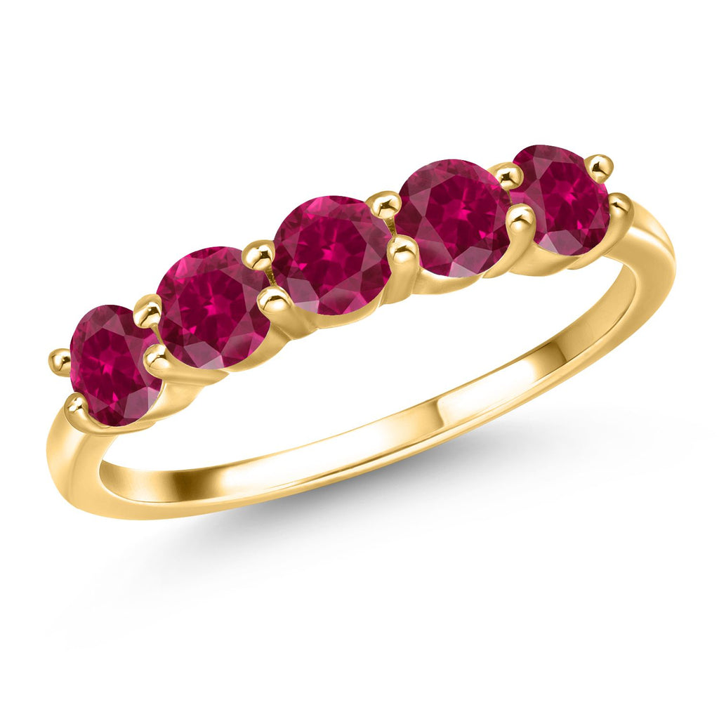 Created Ruby - July_7_Ring in 925 Yellow Gold Plated Silver