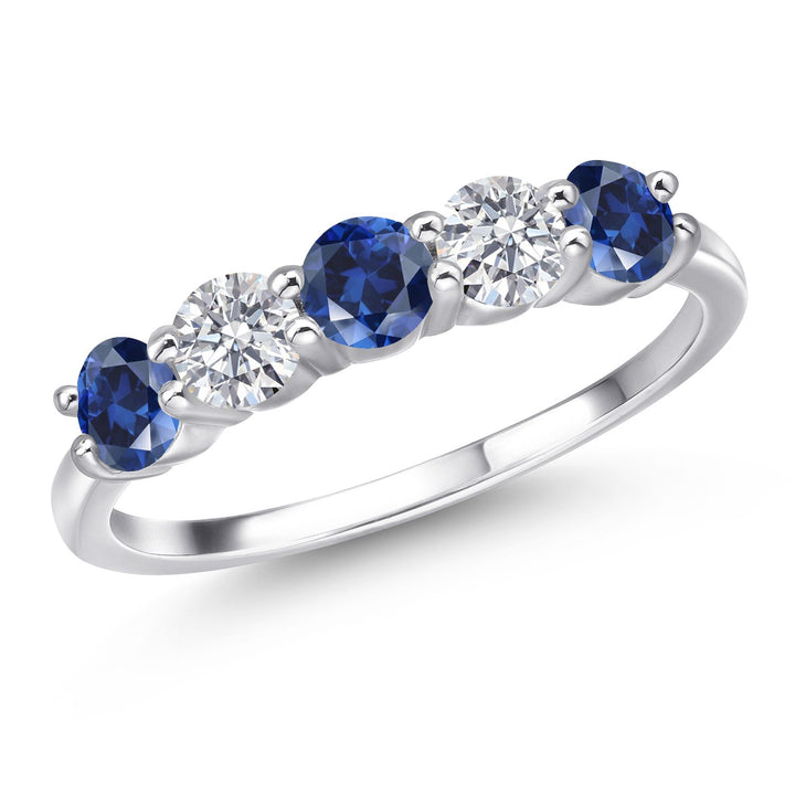 Blue Created Sapphire - September_5_Ring in 925 Sterling Silver