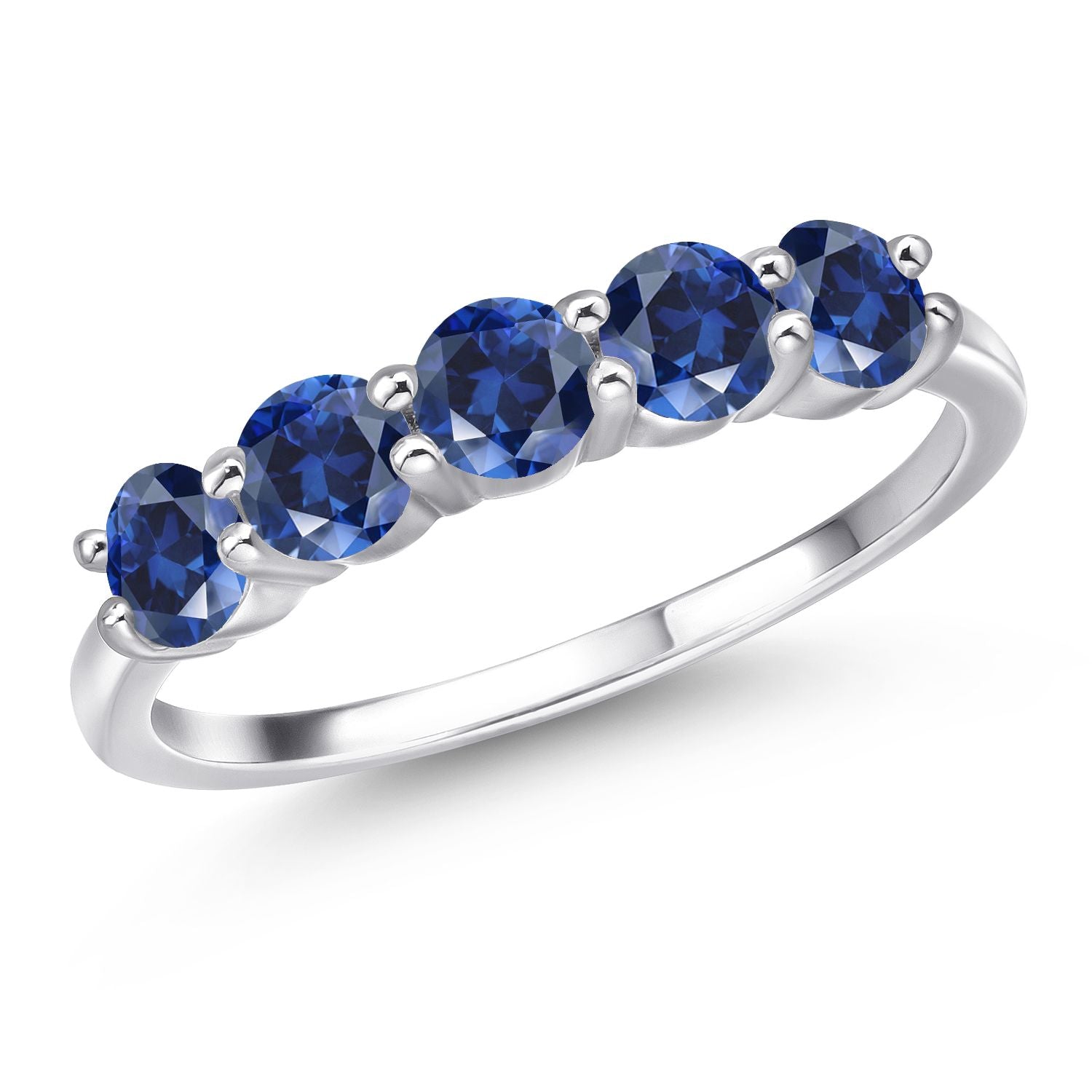 Blue Created Sapphire - September_6_Ring in 925 Sterling Silver
