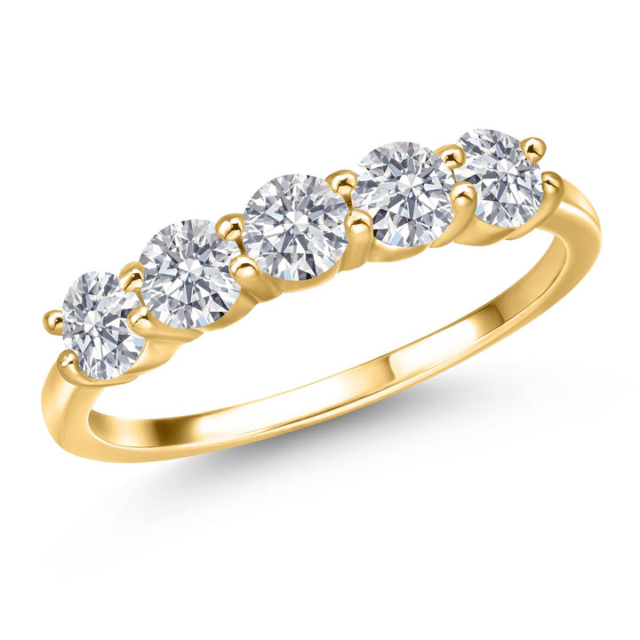 White Lab Grown Diamond - April_5_Ring in 925 Yellow Gold Plated Silver
