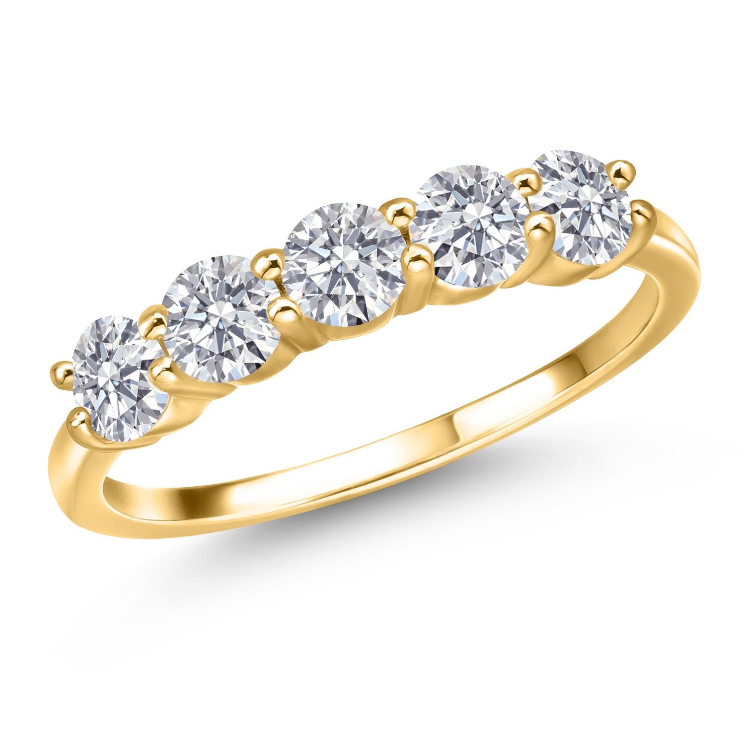 White Lab Grown Diamond - April_5_Ring in 925 Yellow Gold Plated Silver