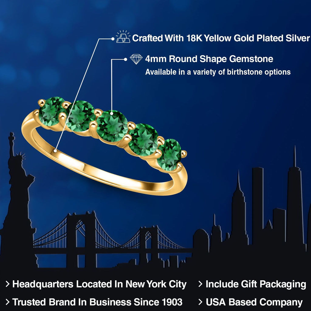Nano Emerald - May_9_Ring in 925 Yellow Gold Plated Silver