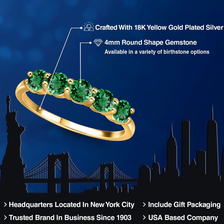 Nano Emerald - May_9_Ring in 925 Yellow Gold Plated Silver
