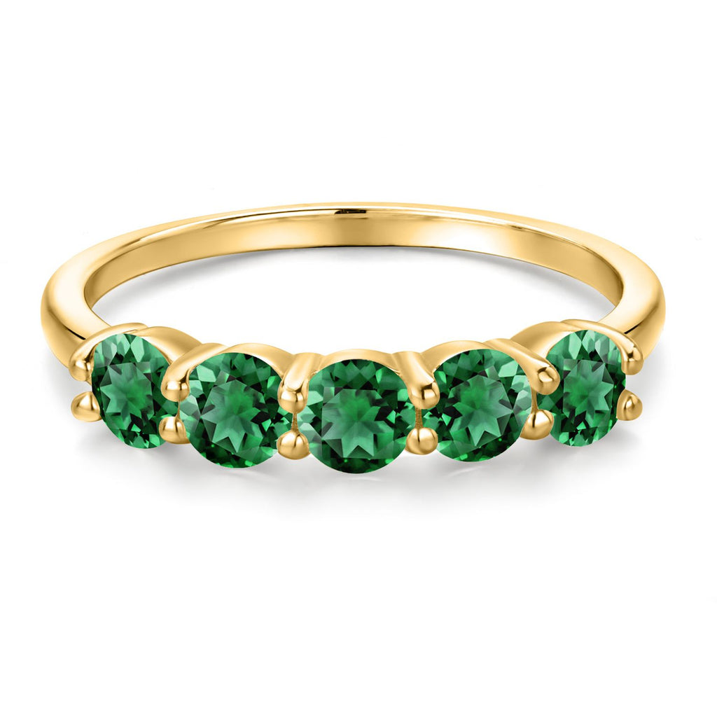 Nano Emerald - May_9_Ring in 925 Yellow Gold Plated Silver