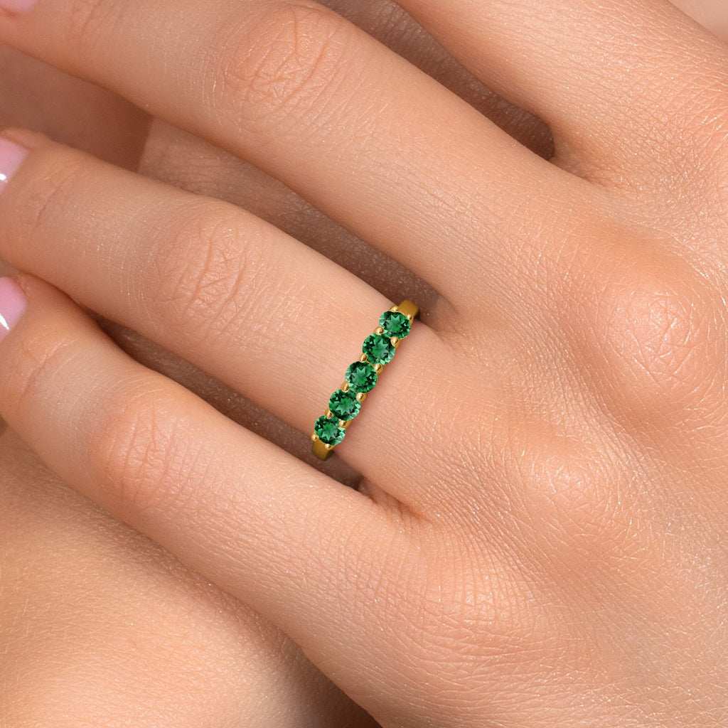 Nano Emerald - May_9_Ring in 925 Yellow Gold Plated Silver