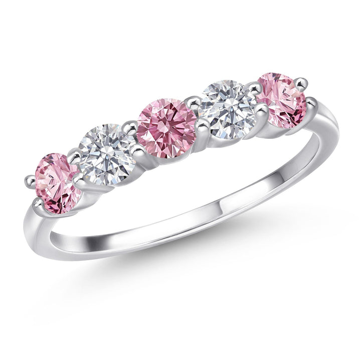 Pink Lab Grown Diamond - April_5_Ring in 925 Sterling Silver