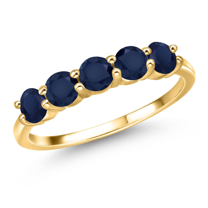 Blue Sapphire - September_5_Ring in 925 Yellow Gold Plated Silver