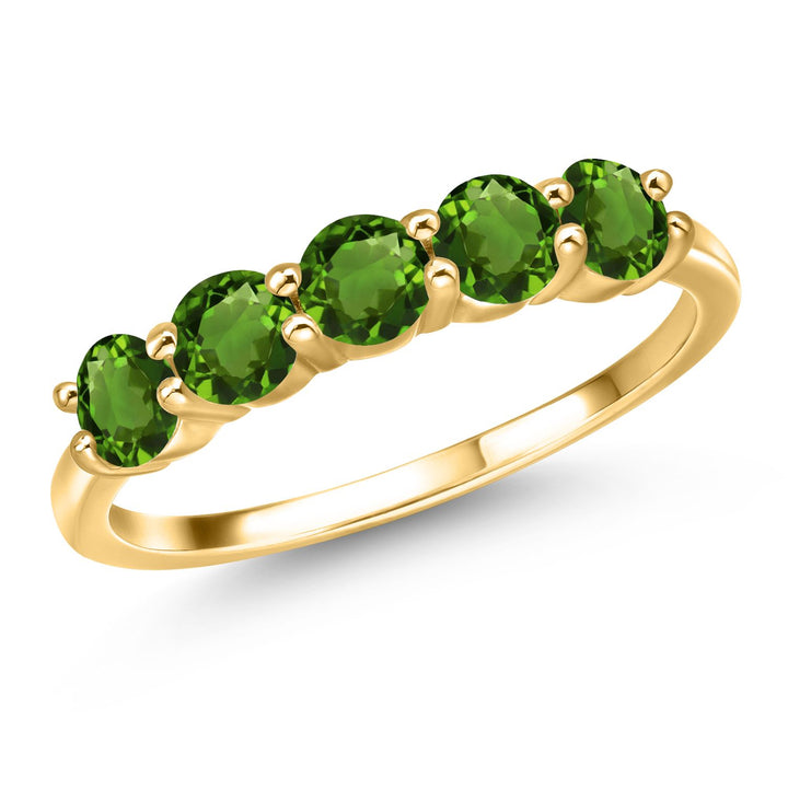 Green Tourmaline - October_5_Ring in 925 Yellow Gold Plated Silver