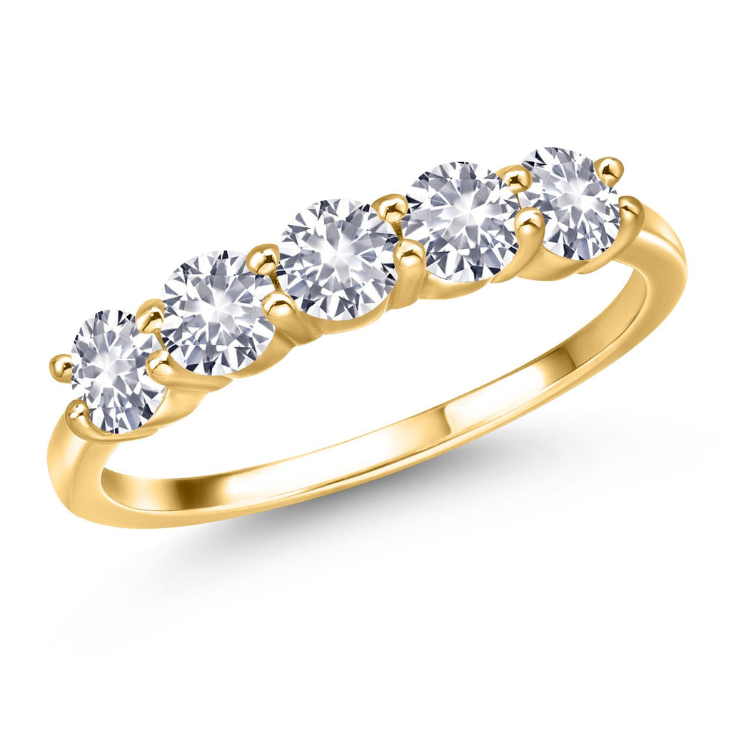 White Created Sapphire - September_5_Ring in 925 Yellow Gold Plated Silver