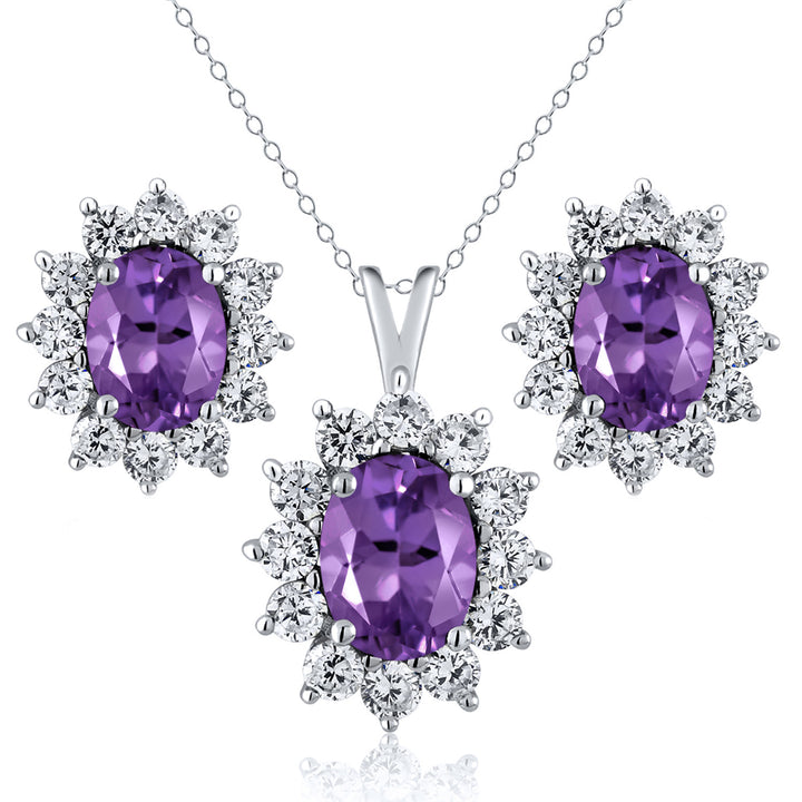 Amethyst - February_Sterling Silver_Pendant Earrings Set in Sterling Silver