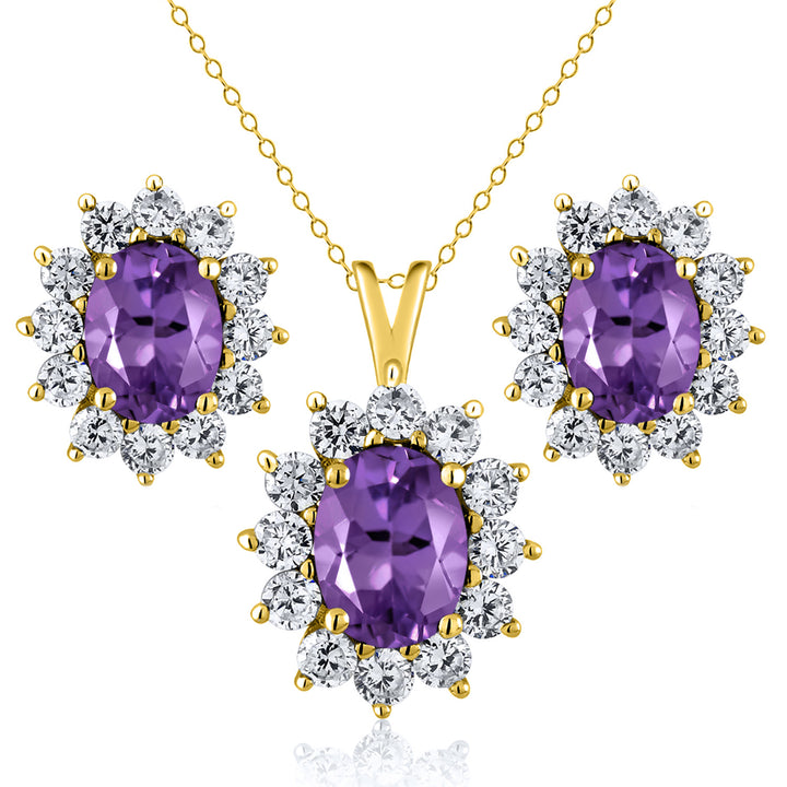 Amethyst - February_Yellow Gold_Pendant Earrings Set in Yellow Gold