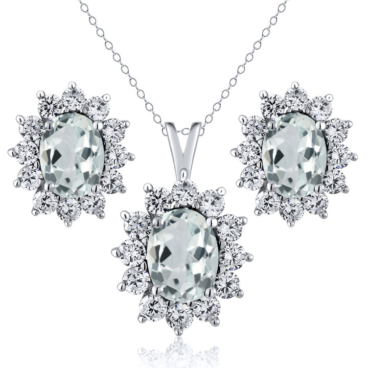 Aquamarine - March_Sterling Silver_Pendant Earrings Set in Sterling Silver