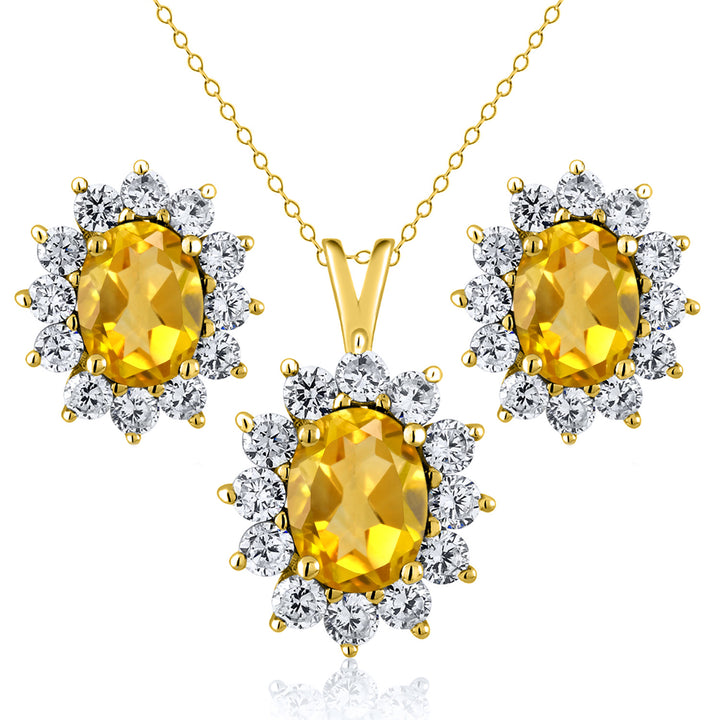 Citrine - November_Yellow Gold_Pendant Earrings Set in Yellow Gold