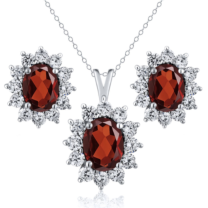 Garnet - January_Sterling Silver_Pendant Earrings Set in Sterling Silver