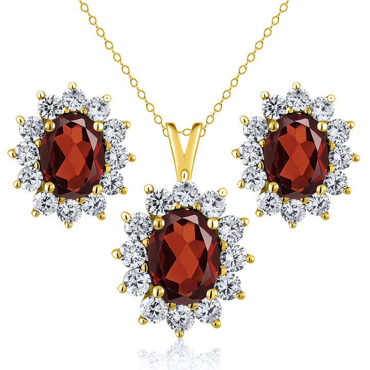 Garnet - January_Yellow Gold_Pendant Earrings Set in Yellow Gold