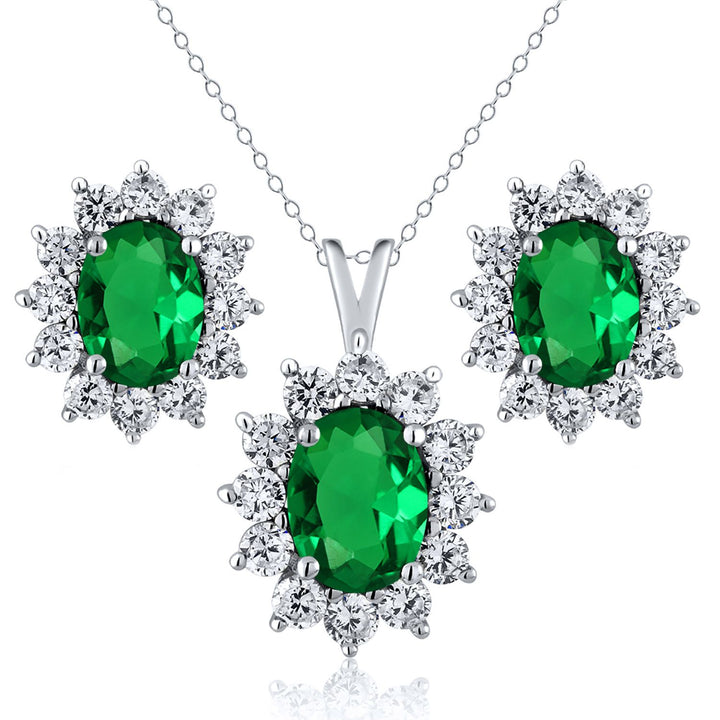 Nano Emerald - May_Sterling Silver_Pendant Earrings Set in Sterling Silver