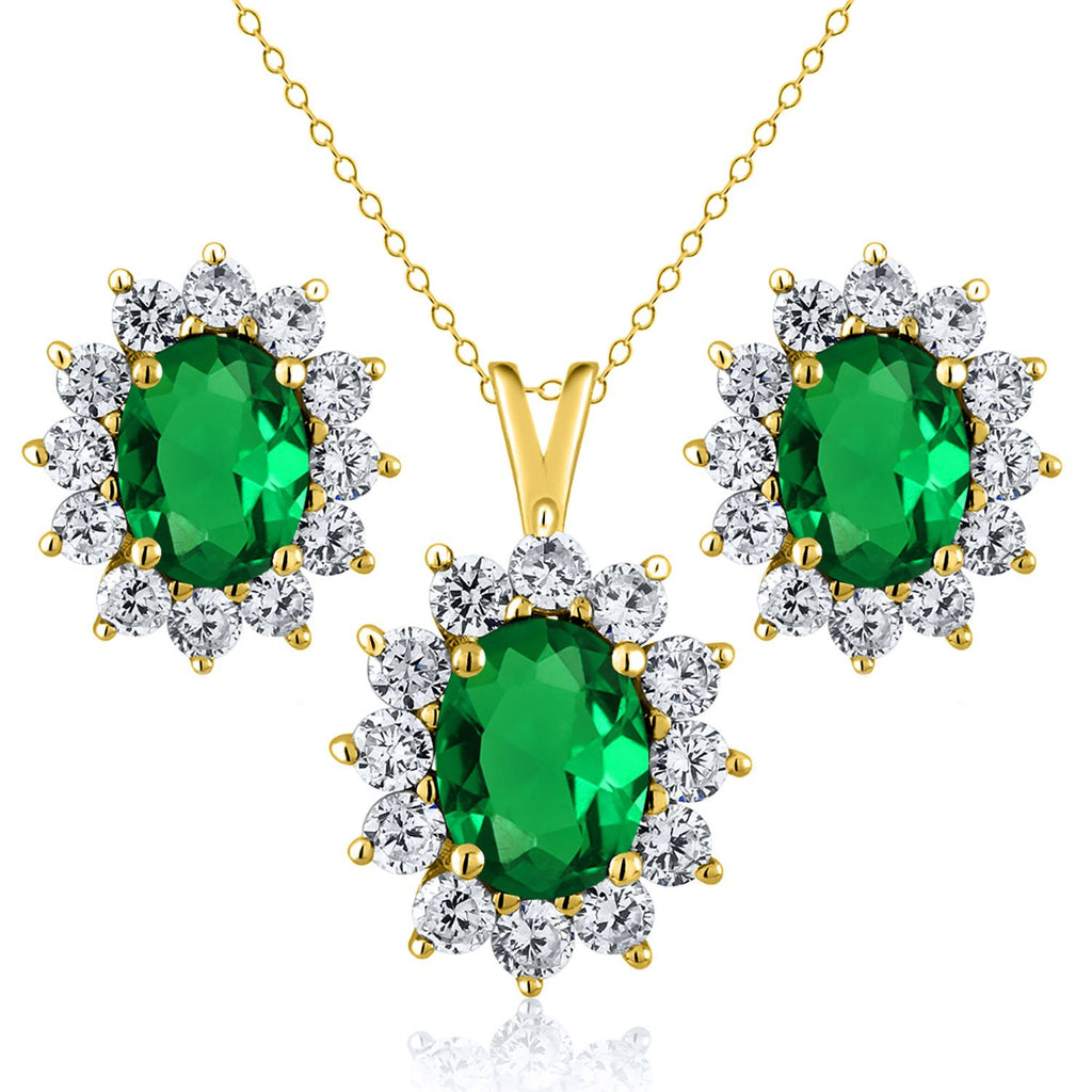 Nano Emerald - May_Yellow Gold_Pendant Earrings Set in Yellow Gold