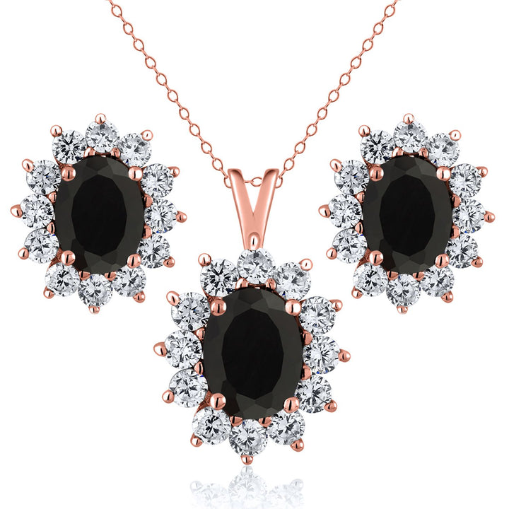 Onyx - December_Rose Gold_Pendant Earrings Set in Rose Gold