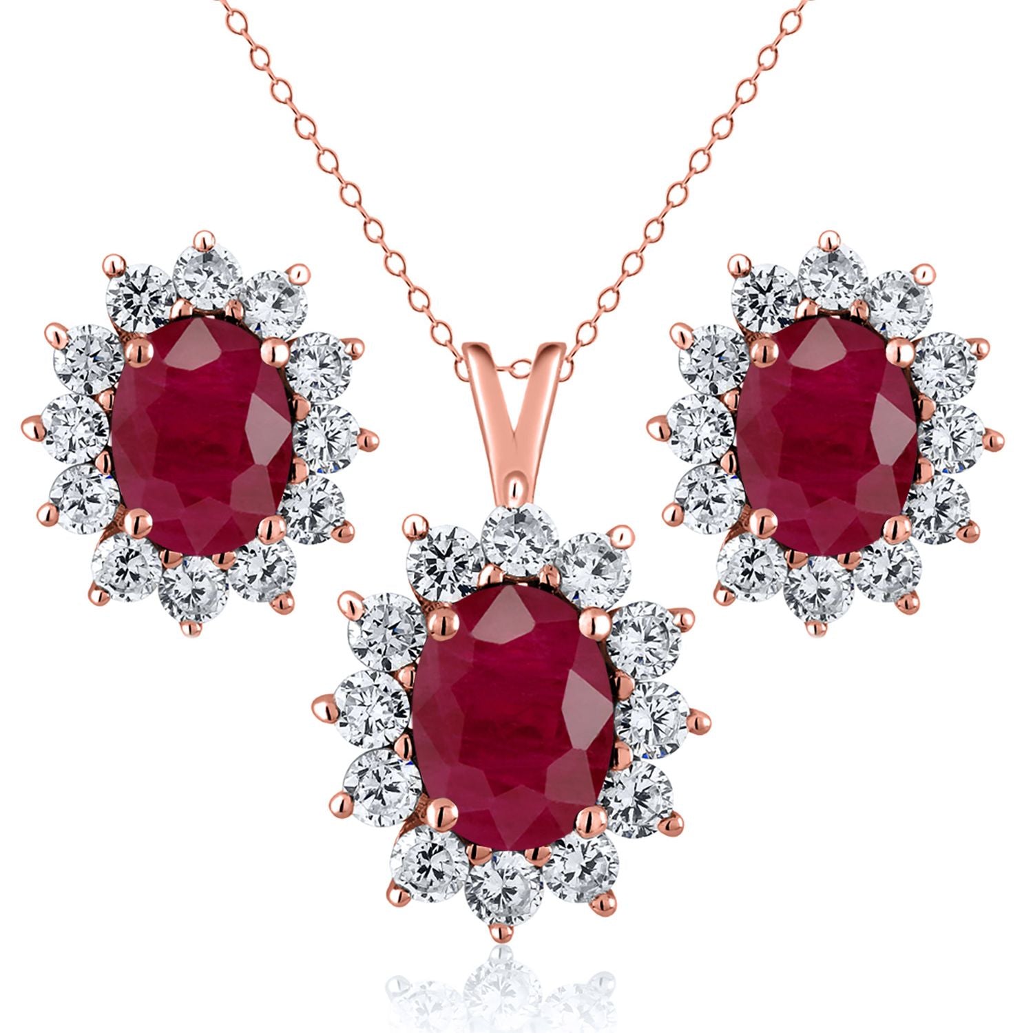 Ruby - July_Rose Gold_Pendant Earrings Set in Rose Gold