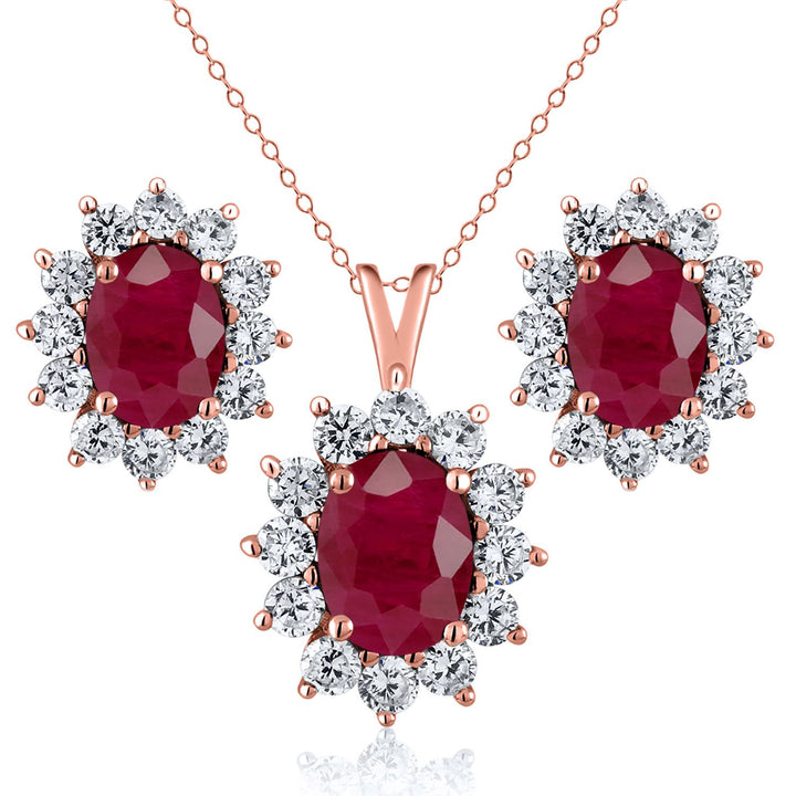 Ruby - July_Rose Gold_Pendant Earrings Set in Rose Gold