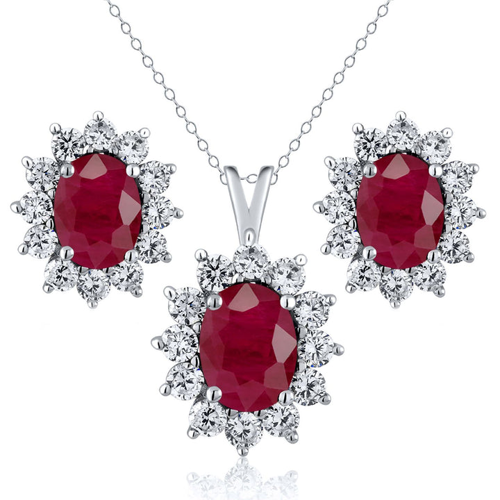 Ruby - July_Sterling Silver_Pendant Earrings Set in Sterling Silver