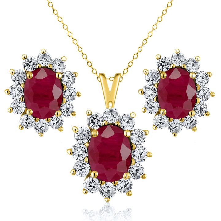 Ruby - July_Yellow Gold_Pendant Earrings Set in Yellow Gold