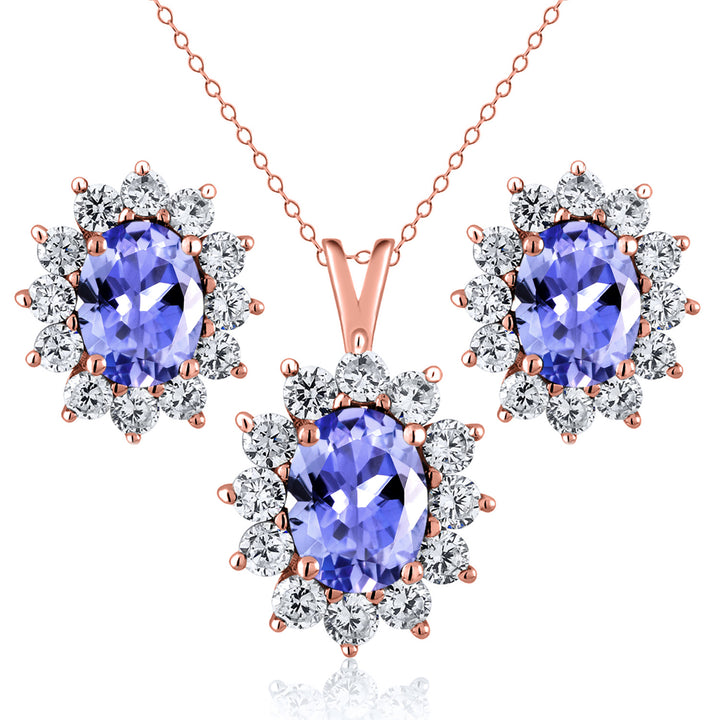 Tanzanite - December_Rose Gold_Pendant Earrings Set in Rose Gold