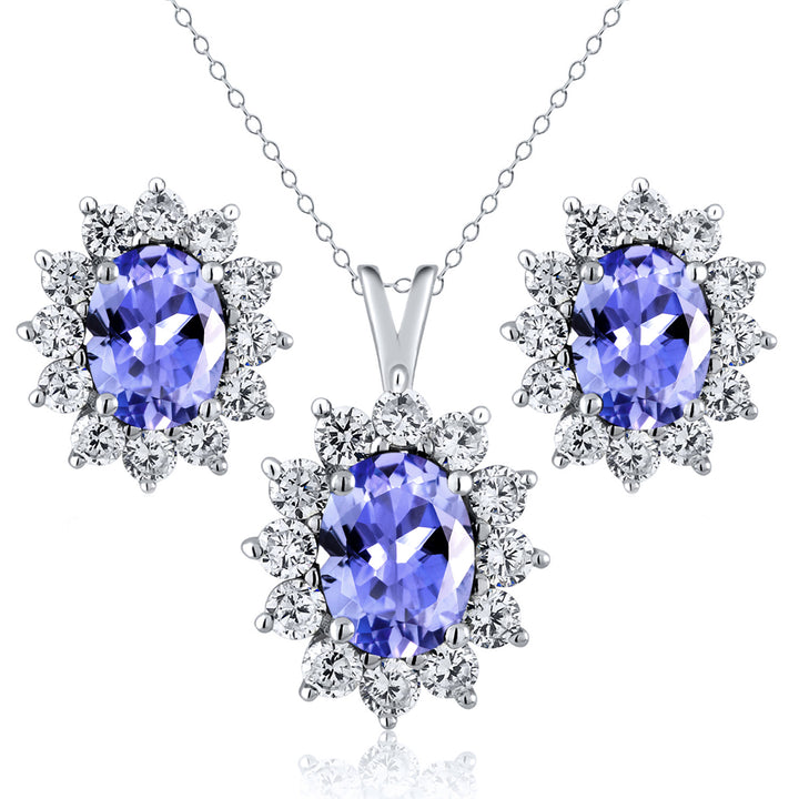 Tanzanite - December_Sterling Silver_Pendant Earrings Set in Sterling Silver