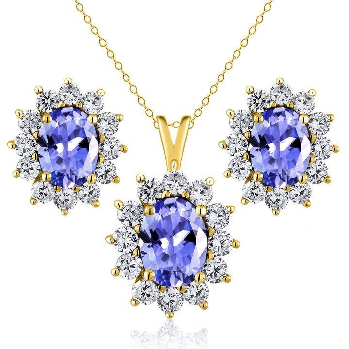 Tanzanite - December_Yellow Gold_Pendant Earrings Set in Yellow Gold