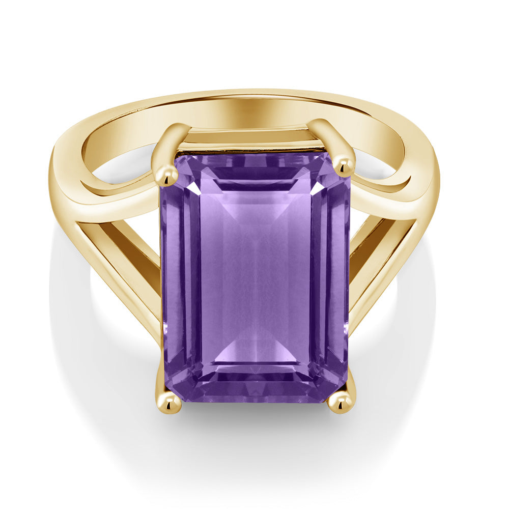 Amethyst - February_Ring in 925 Yellow Gold Plated Silver