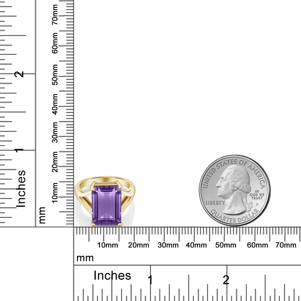 Amethyst - February_Ring in 925 Yellow Gold Plated Silver