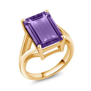 Amethyst - February_Ring in 925 Yellow Gold Plated Silver