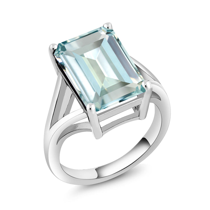 5-10 Cttw Gemstone Birthstone Solitaire Engagement Ring For Women | 925 Sterling Silver | 14X10MM Emerald Cut | Wedding Anniversary Promise Ring For Women | Available In Size 5-9