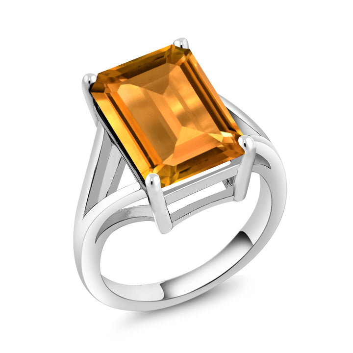 5-10 Cttw Gemstone Birthstone Solitaire Engagement Ring For Women | 925 Sterling Silver | 14X10MM Emerald Cut | Wedding Anniversary Promise Ring For Women | Available In Size 5-9