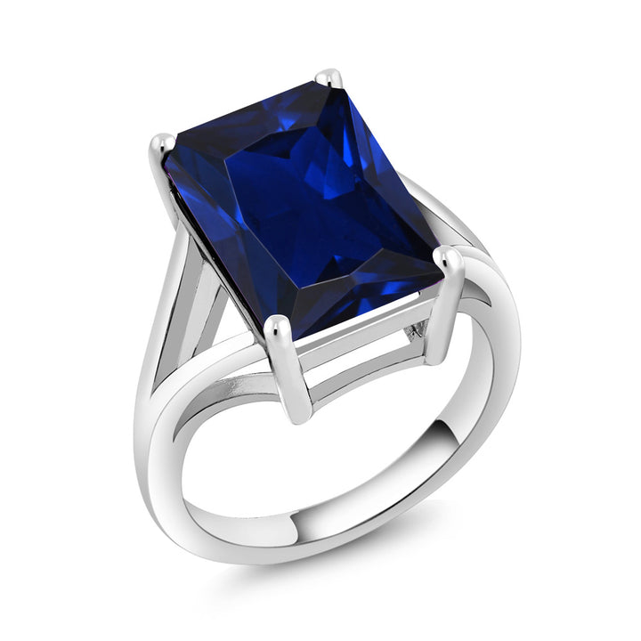 5-10 Cttw Gemstone Birthstone Solitaire Engagement Ring For Women | 925 Sterling Silver | 14X10MM Emerald Cut | Wedding Anniversary Promise Ring For Women | Available In Size 5-9