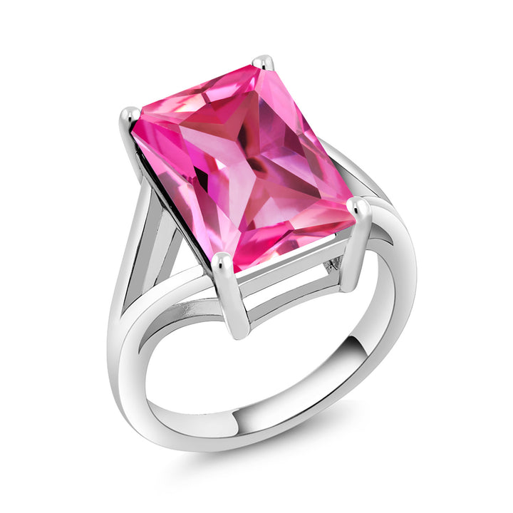 5-10 Cttw Gemstone Birthstone Solitaire Engagement Ring For Women | 925 Sterling Silver | 14X10MM Emerald Cut | Wedding Anniversary Promise Ring For Women | Available In Size 5-9
