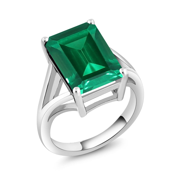 5-10 Cttw Gemstone Birthstone Solitaire Engagement Ring For Women | 925 Sterling Silver | 14X10MM Emerald Cut | Wedding Anniversary Promise Ring For Women | Available In Size 5-9