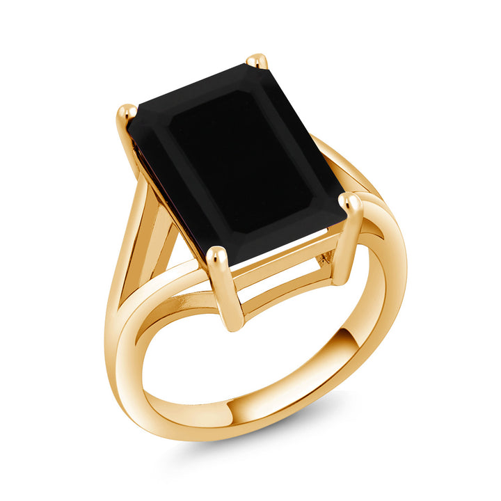 5-10 Cttw Gemstone Birthstone Solitaire Engagement Ring For Women | 18K Yellow Gold Plated Silver | 14X10MM Emerald Cut | Wedding Anniversary Ring | Available In Size 5, 6, 7, 8, 9