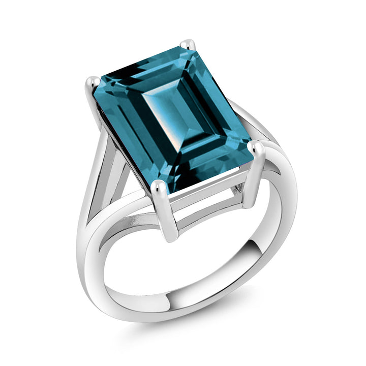 5-10 Cttw Gemstone Birthstone Solitaire Engagement Ring For Women | 925 Sterling Silver | 14X10MM Emerald Cut | Wedding Anniversary Promise Ring For Women | Available In Size 5-9